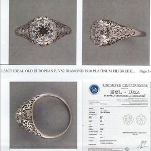 Antique Edwardian Platinum Diamond Ring 5K REWARD